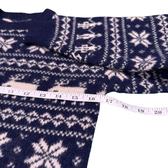 VTG Navy & White Snowflake Moose “People of the World” Boys Sweater | Wool | M/L - Picture 5 of 11